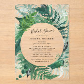 リーフィモダンー水彩色アクリルブライダルシャワー アクリル招待状 (正面)