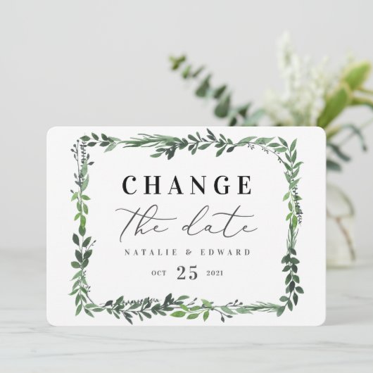 リーフィーな水彩花柄の 日程変更 セーブザデート (スタンド正面)