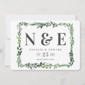 リーフィーな水彩花柄のSave the Date セーブザデート (正面)