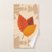 リーフィー秋パターン明るい色イエローオレンジ バスタオルセット (ハンドタオル)