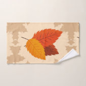 リーフィー秋パターン明るい色イエローオレンジ バスタオルセット (ハンドタオル)