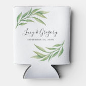 リーフィー ウォーターカラー グリーンナリー ウェディング フェイバー 缶クーラー (正面)