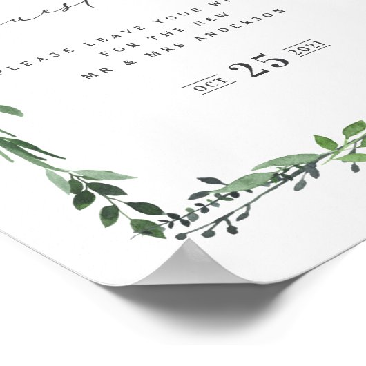 リーフィー ウォーターカラー ジオメトリック ゲストブック ウェディング (角)