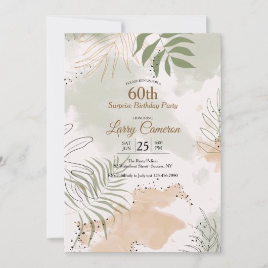 リーフィー ウォーターカラー 招待状 (正面)