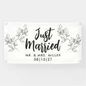 リーフィ縁どたった今結婚しましたカーのバナー 横断幕 (横)