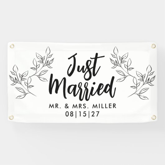 リーフィ縁どたった今結婚しましたカーのバナー 横断幕 (横)