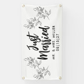 リーフィ縁どたった今結婚しましたカーのバナー 横断幕 (縦)