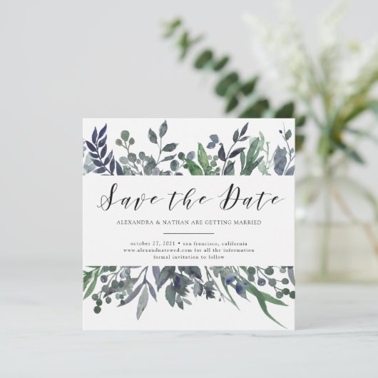 リーフィ・ウォータカラー | 結婚式の招待前カード 招待状 (スタンド正面)