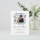 リーフウォーターカラー | 写真付きの結婚式の出欠確認 案内ポストカード (スタンド正面)