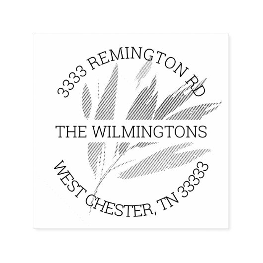 リーフエレガントア芸術的ラウンド差出人住所 セルフインキングスタンプ (デザイン)