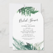 リーフエレガントグリーンリーアーチブライダルシャワー 招待状 (正面)
