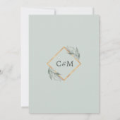 リーフエレガントシルバーダスティージゴールドフォイル結婚ズ 招待状 (裏面)