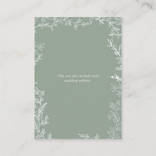 リーフエレガントセージ緑モノグラム結婚の詳細 エンクロージャーカード (裏面)