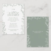 リーフエレガントセージ緑モノグラム結婚の詳細 エンクロージャーカード (正面/裏面)