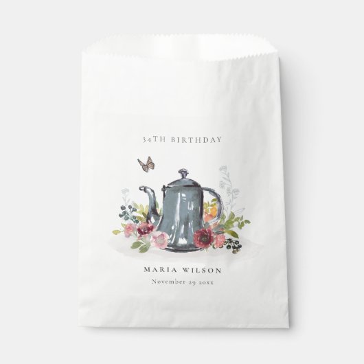 リーフエレガントバラフローラティーポットエイジ誕生日 フェイバーバッグ (正面)