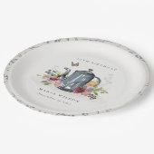 リーフエレガントバラフローラティーポットエイジ誕生日 ペーパープレート (アングル)