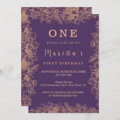 リーフエレガントファースト誕生日招待状 招待状 (正面/裏面)