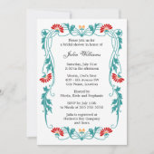 リーフエレガントフローラと渦巻きブライダルシャワー 招待状 (正面)