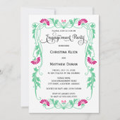 リーフエレガントフローラ渦巻き写真婚約パーティ 招待状 (正面)