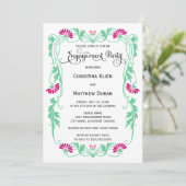 リーフエレガントフローラ渦巻き写真婚約パーティ 招待状 (スタンド正面)