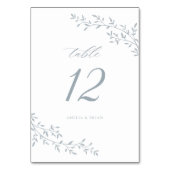 リーフエレガントブランチボタニカルダスティブルー結婚ズ テーブルナンバー (裏面)