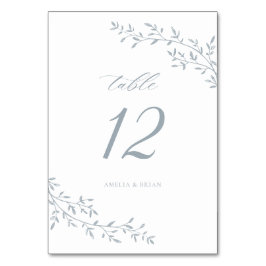 リーフエレガントブランチボタニカルダスティブルー結婚ズ テーブルナンバー
