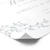 リーフエレガントブランチボタニカルブルー結婚ズウェルカム ポスター (角)