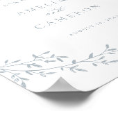 リーフエレガントブランチボタニカルブルー結婚ズウェルカム ポスター (角)