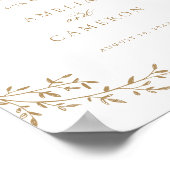 リーフエレガントブランチボタニカル金ゴールド結婚ズウェルカム ポスター (角)