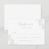 リーフエレガントブルーローレルボタニカルウェディングRSVP 招待状 (正面/裏面)