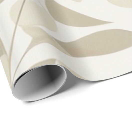 リーフエレガントヘイブン:白とベージュの壁紙 ラッピングペーパー (ロールコーナー)