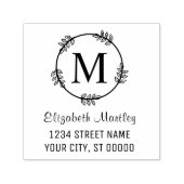 リーフエレガントリースイニシャル名差出人住所 セルフインキングスタンプ (デザイン)