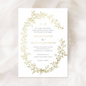 リーフエレガントリースゴールドフォイル植物体結婚体 箔招待状