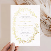 リーフエレガントリースゴールドフォイル植物体結婚体 箔招待状