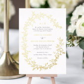 リーフエレガントリースゴールドフォイル植物体結婚体 箔招待状