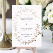 リーフエレガントリースバラゴールドフォイル結婚ズ 箔招待状