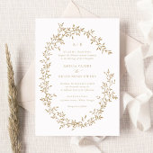 リーフエレガントリース金ゴールドローレルボタニカル結婚ズ 招待状