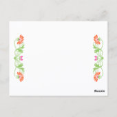 リーフエレガント花模様と旋回テーブル番号カード ポストカード (裏面)