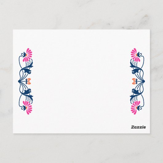 リーフエレガント花模様と旋回テーブル番号カード ポストカード (裏面)