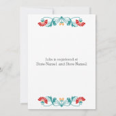 リーフエレガント花模様と渦巻きブライダルシャワー 招待状 (裏面)