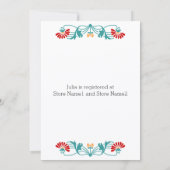 リーフエレガント花模様と渦巻きブライダルシャワー 招待状 (裏面)