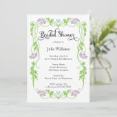 リーフエレガント花模様と渦巻きブライダルシャワー 招待状 (スタンド正面)