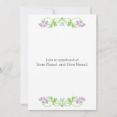 リーフエレガント花模様と渦巻きブライダルシャワー 招待状 (裏面)