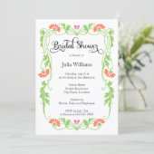 リーフエレガント花模様と渦巻きブライダルシャワー 招待状 (スタンド正面)