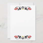 リーフエレガント花模様と渦巻き結婚式招待状 招待状 (裏面)