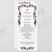 リーフエレガント花模様と渦巻き結婚式 プログラム (正面/裏面)