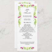 リーフエレガント花模様と渦巻き結婚式 プログラム (正面/裏面)