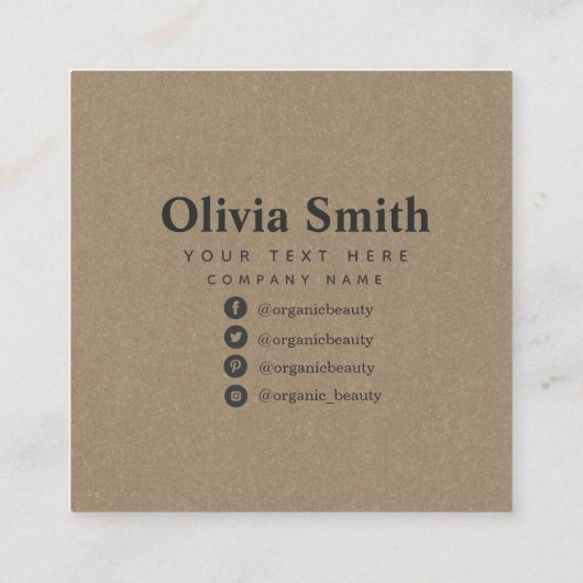 リーフオーガニック美しいスクエアビジネスカード スクエア名刺 (裏面)