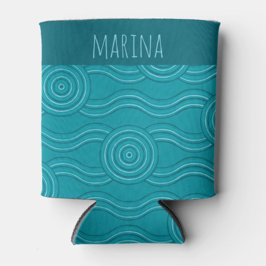 リーフカスタマイズ可能な名前オーストラリアのDreamtime Art 缶クーラー (正面)