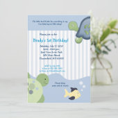 リーフカメ&フィッシュ5x7カスタム誕生日招待状 招待状 (スタンド正面)